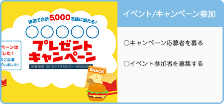 イベント/キャンペーン参加 ○キャンペーン応募者を募る ○イベント参加者を募集する